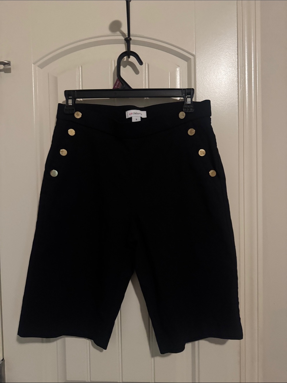 Liz Claiborne Black Bermuda Shorts with Gold Buttons